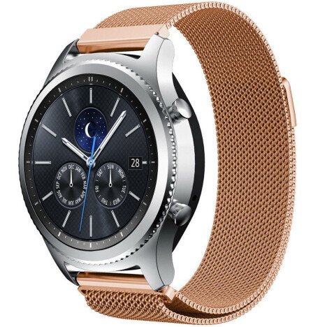 Curea ceas Smartwatch Samsung Galaxy Watch 4, Watch 4 Classic, Gear S2, Rose Gold Milanese Loop, iUn